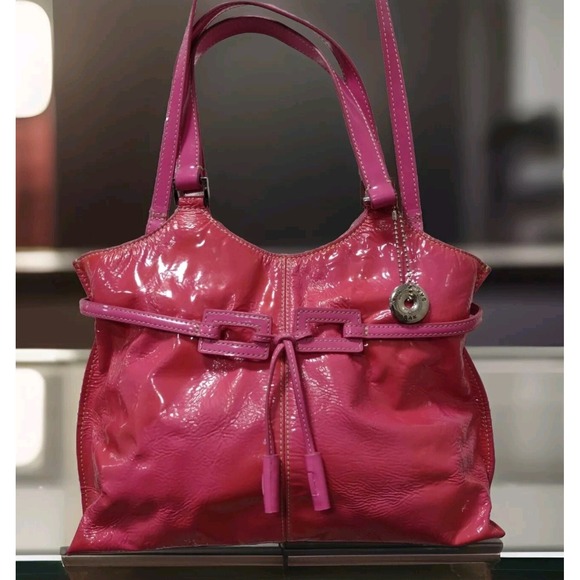 The Sak Pink Patent Leather Crossbody/Handbag‎ W/Tassels & Silver Hardware - Picture 1 of 16